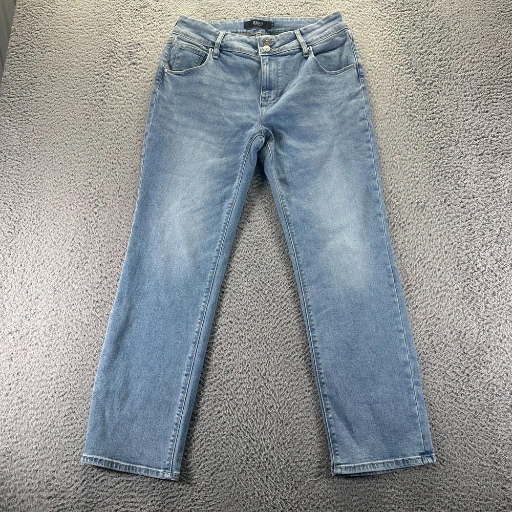 Hudson Jeans Womens 10 Blue Cotton Denim Straight Leg Faded Light Wash Workwear